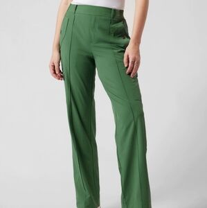 Athleta Green High-Waisted Trousers with Wide Leg